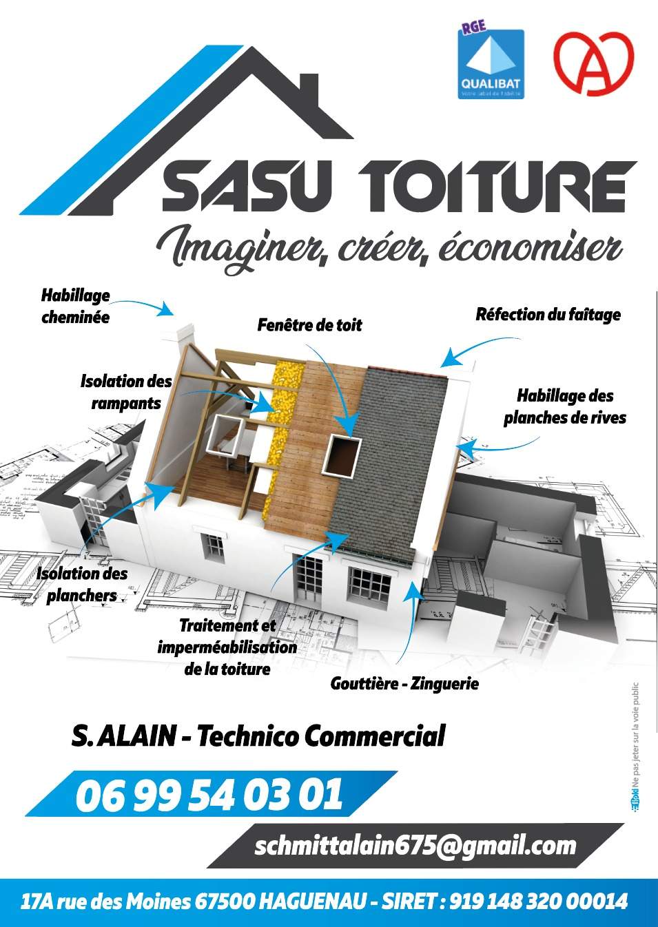 Logo SASU toiture intervention acrobatique avec cordage 67500