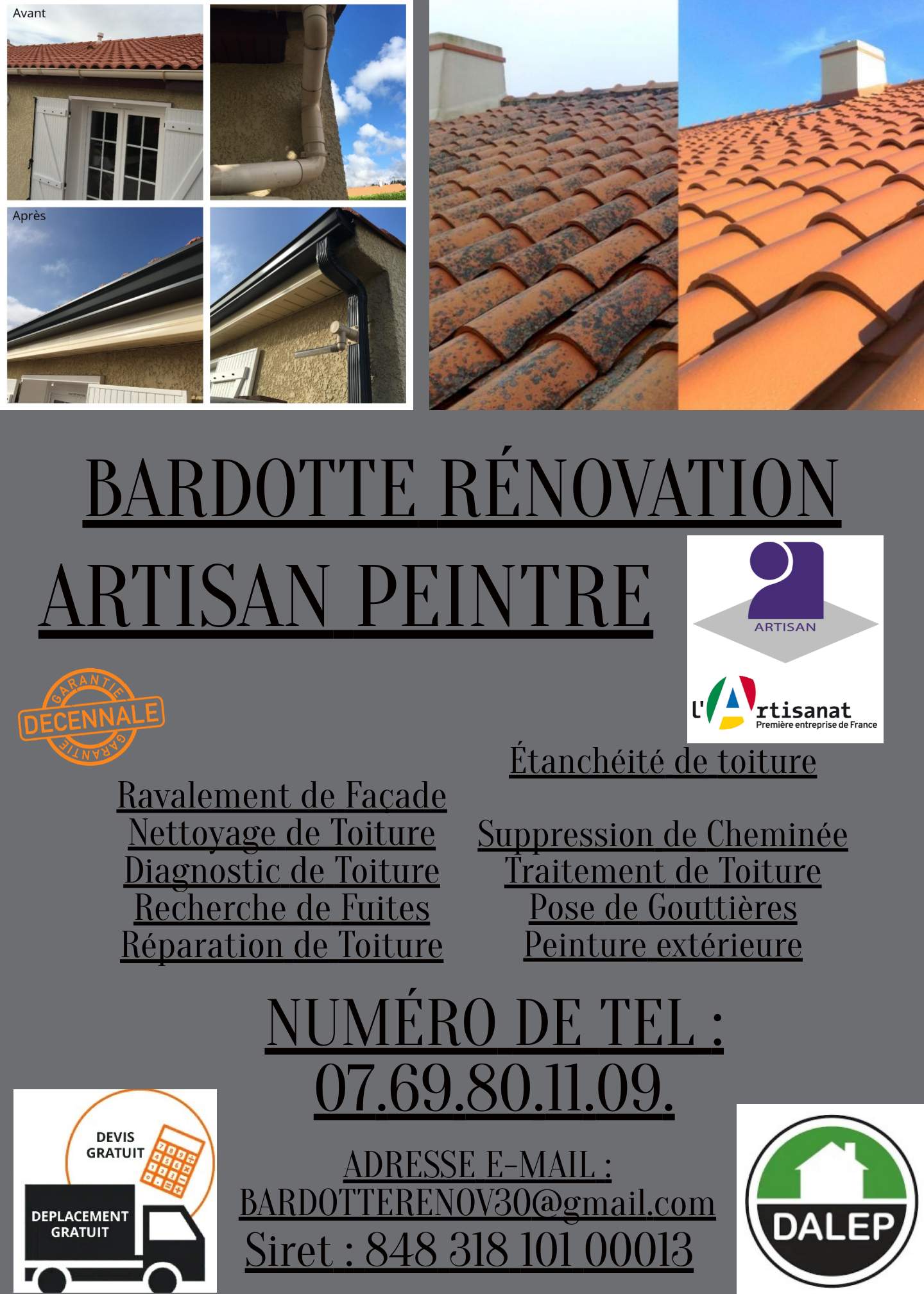 Logo Bardotte rénovation pose de zinguerie et pièce de zinc Nîmes 30000