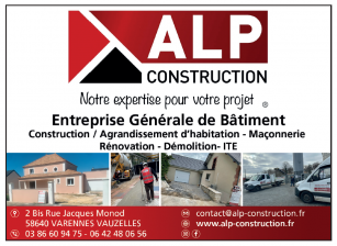 Logo ALP CONSTRUCTION taille de pierre 58000
