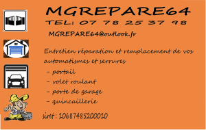 MGREPARE64 installateur de porte de garage Pyrénées Atlantiques 64 Logo MGREPARE64 installation de porte de garage Pyrénées Atlantiques 64